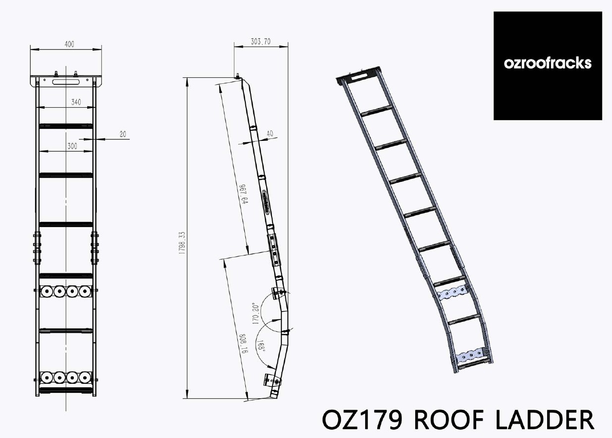 1x OZ179 Roof Rack Ladder 179.5CM