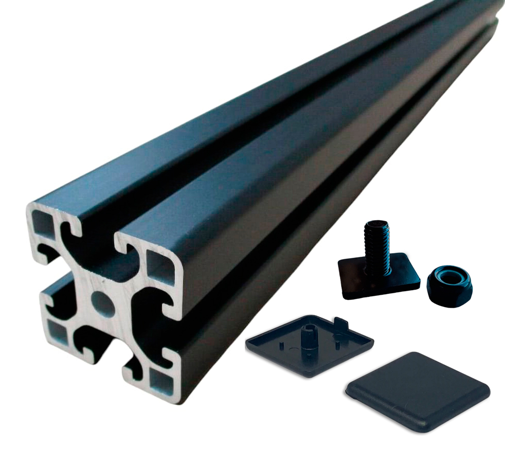 4x OZ4040 Black Anodized 6063-T5 Aluminium Extrusion T-Slot Profile