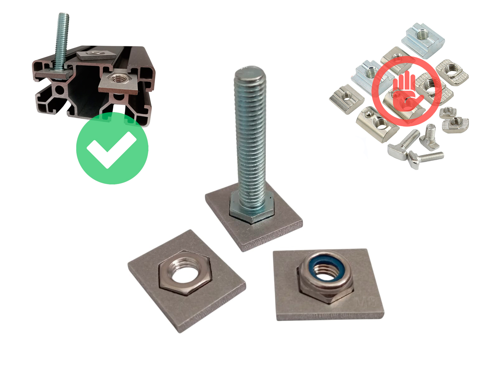 1x Xtraknut M8 Hex Bolt and Nut Adapter for 40 Series 4040 4080 T-Slot Extrusion Aluminium Profile Track Channel